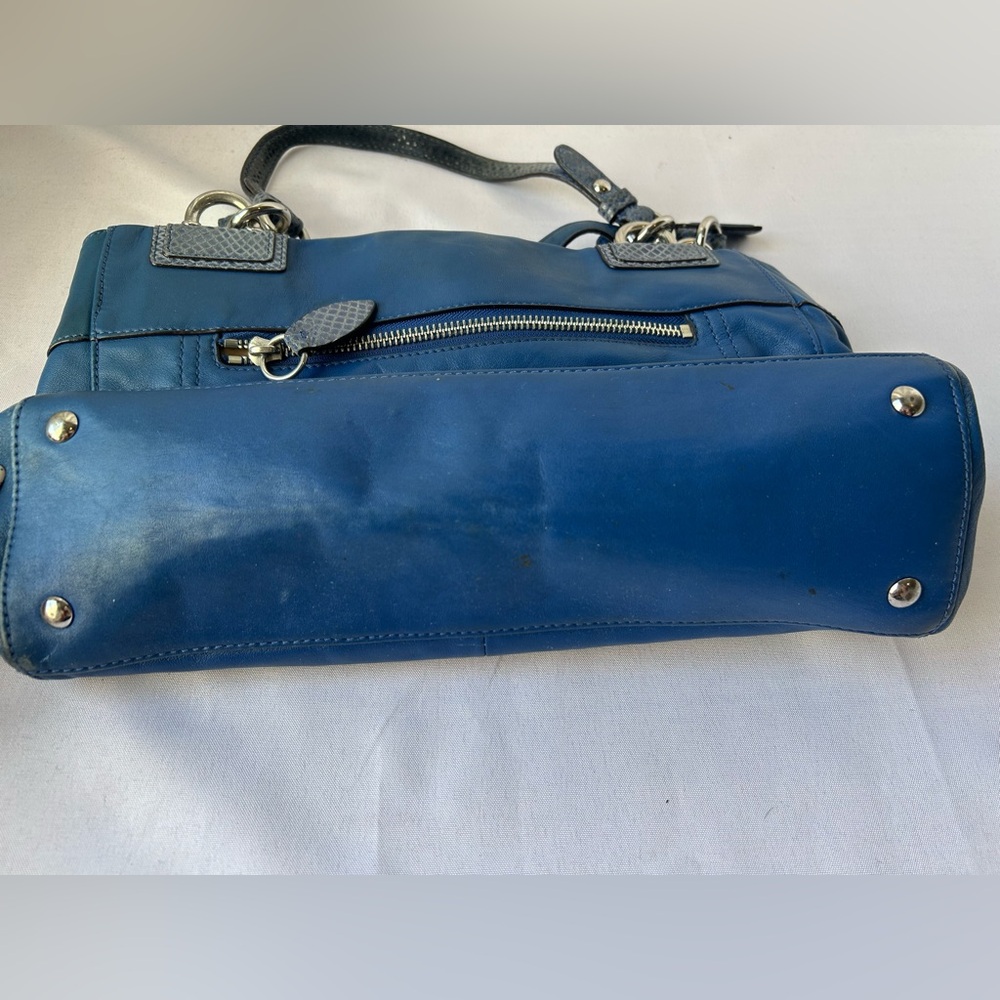 Coach Penelope Blue pebbled Leather Handbag/shoulder bag - Picture 2 of 9
